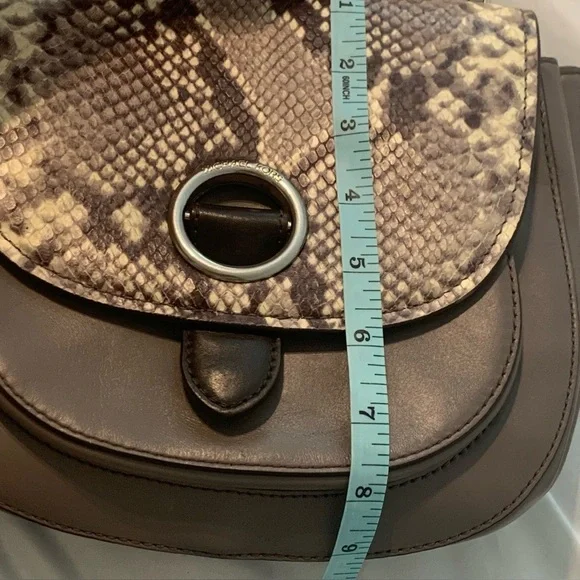 Michael Kors Snakeskin Crossbody Bag Women’s Half Moon Purple Top Handle Purse - Picture 7 of 16